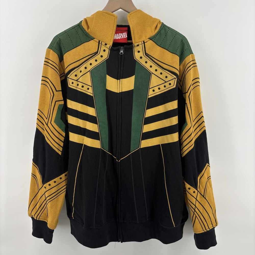 Mad Engine Marvel Loki Hoodie Sweater Full Zip Mens Large Costume Cosplay Jacket